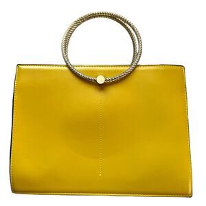 Zara Harvest Gold Faux Leather Metal Handled Handbag Converts to Crossbody